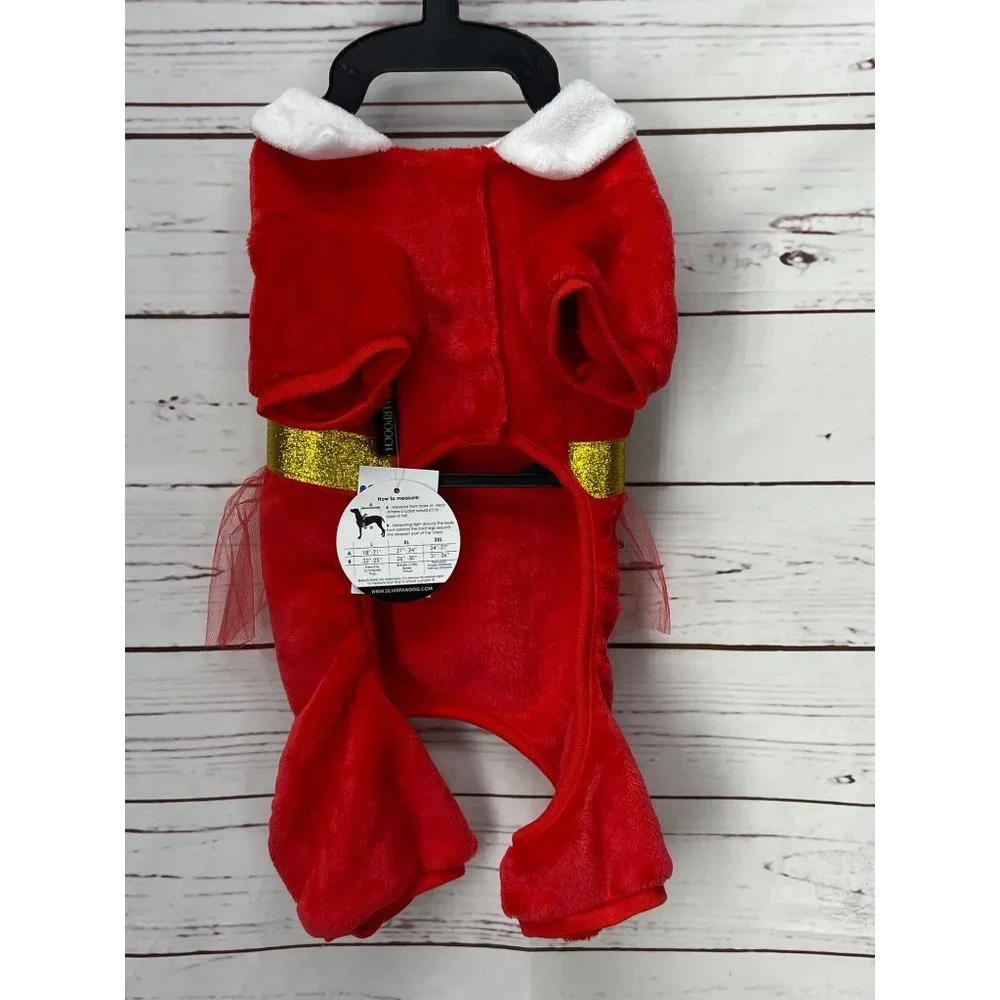 Silverpooch Pet Apparel Christmas Dog Pajamas Pjs Clothes Red‎ Size Small